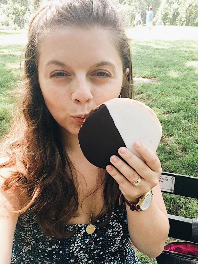 black and white cookie in central park