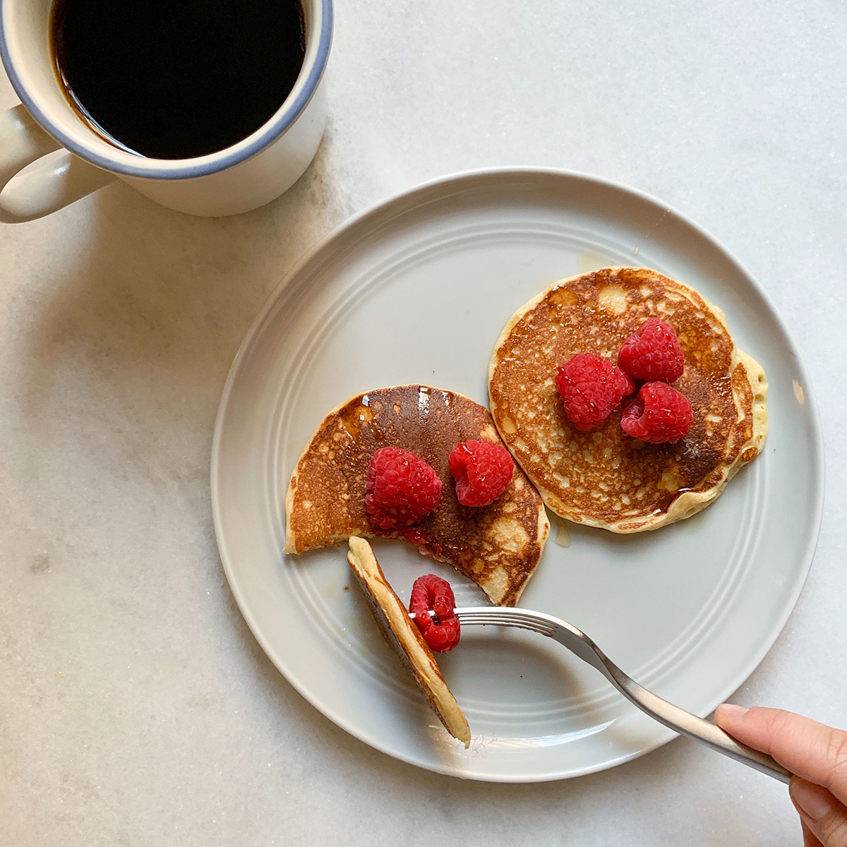 cottage cheese pancakes with coffee