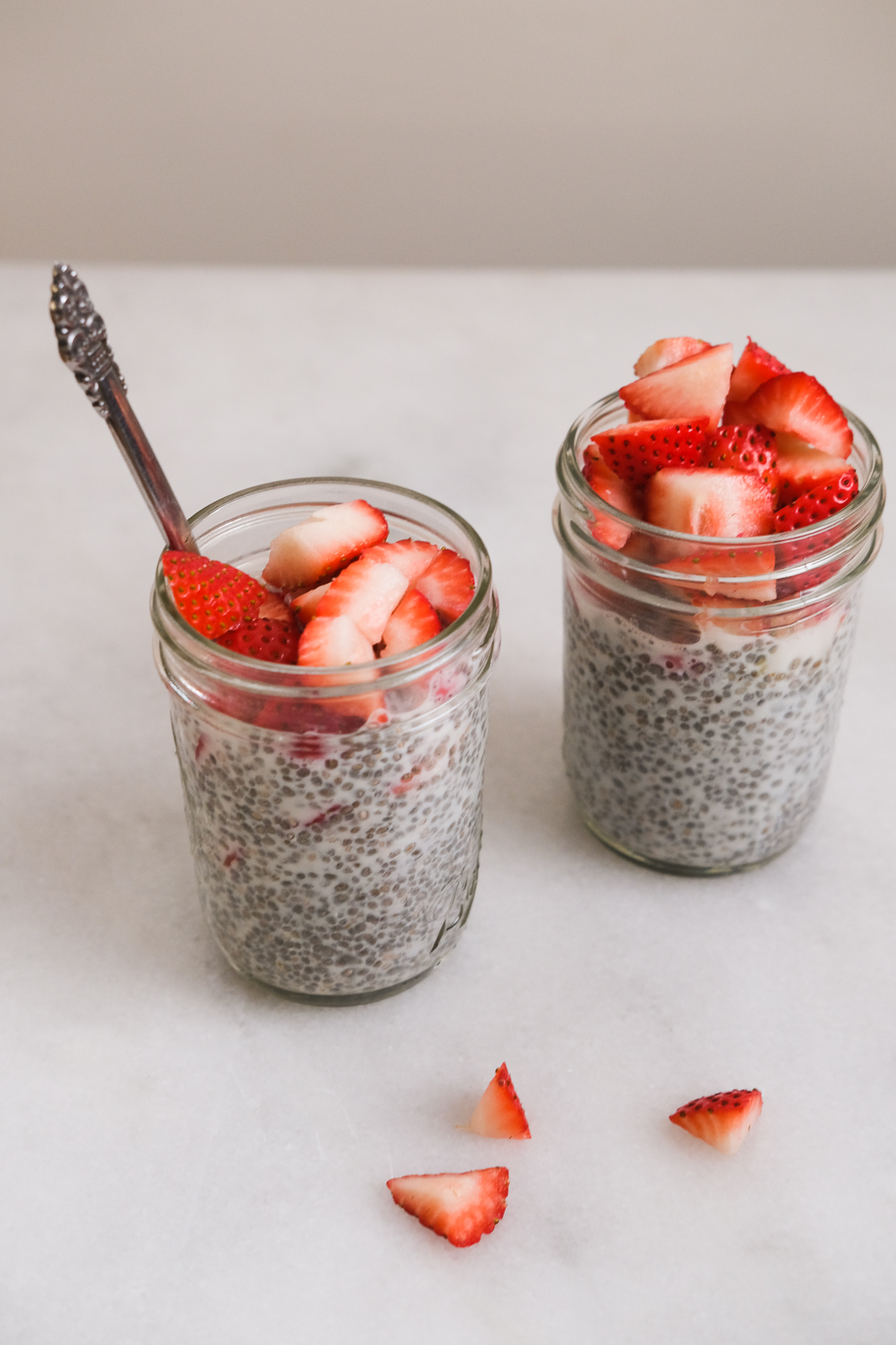 prepping chia seed puddings for the week