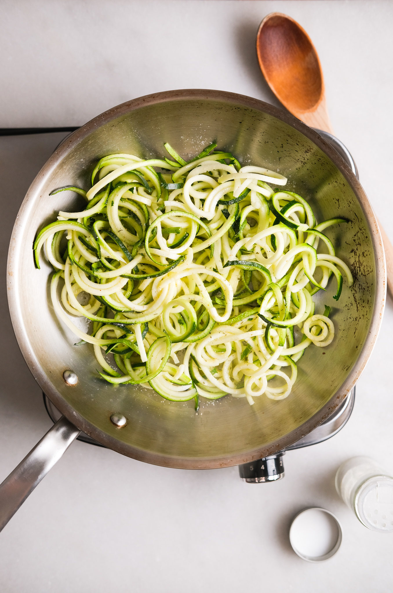 zoodles in a skillet