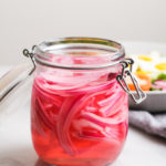 quick pickled red onions in a jar