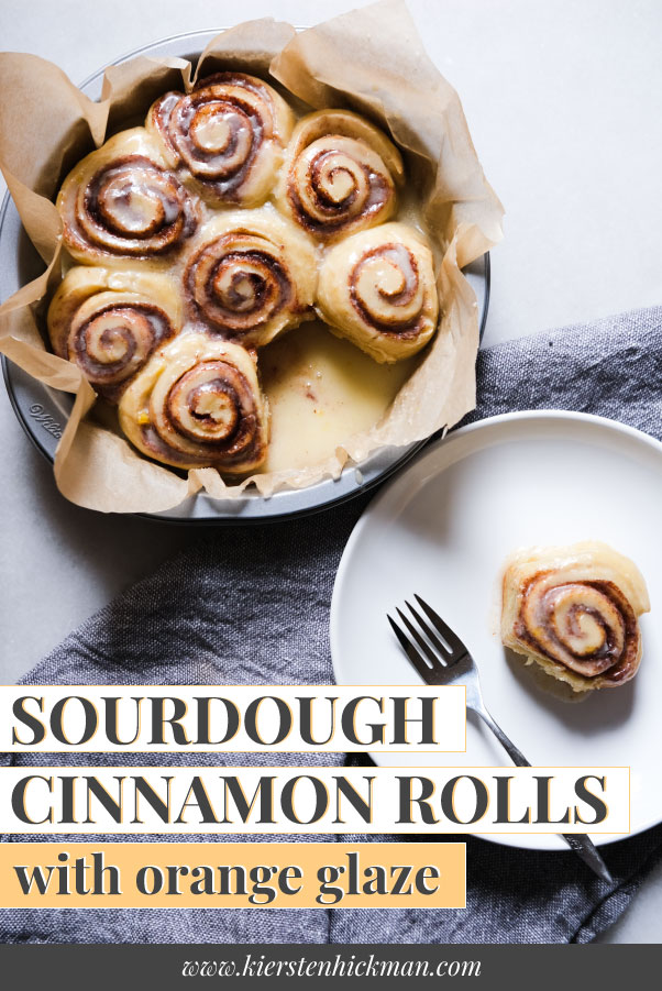 sourdough cinnamon rolls with orange glaze