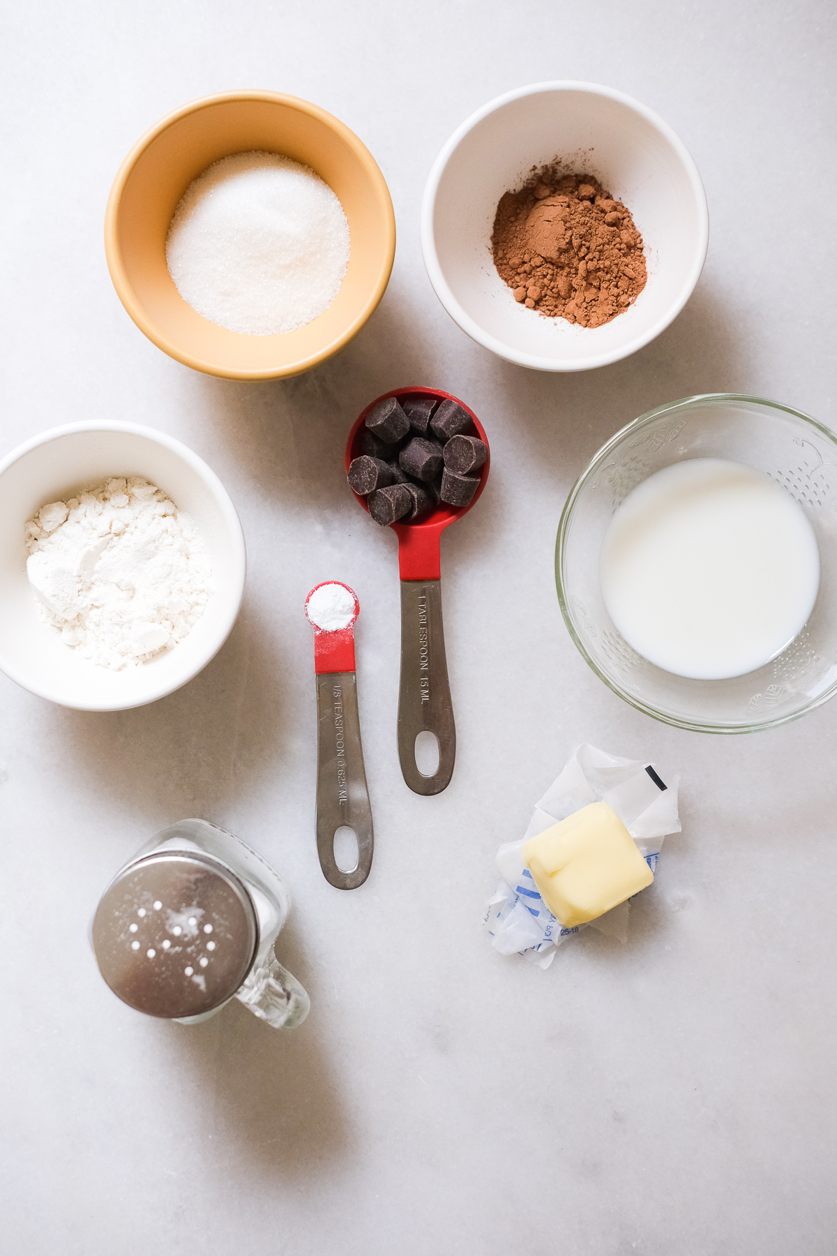 ingredients to make a chocolate mug cake