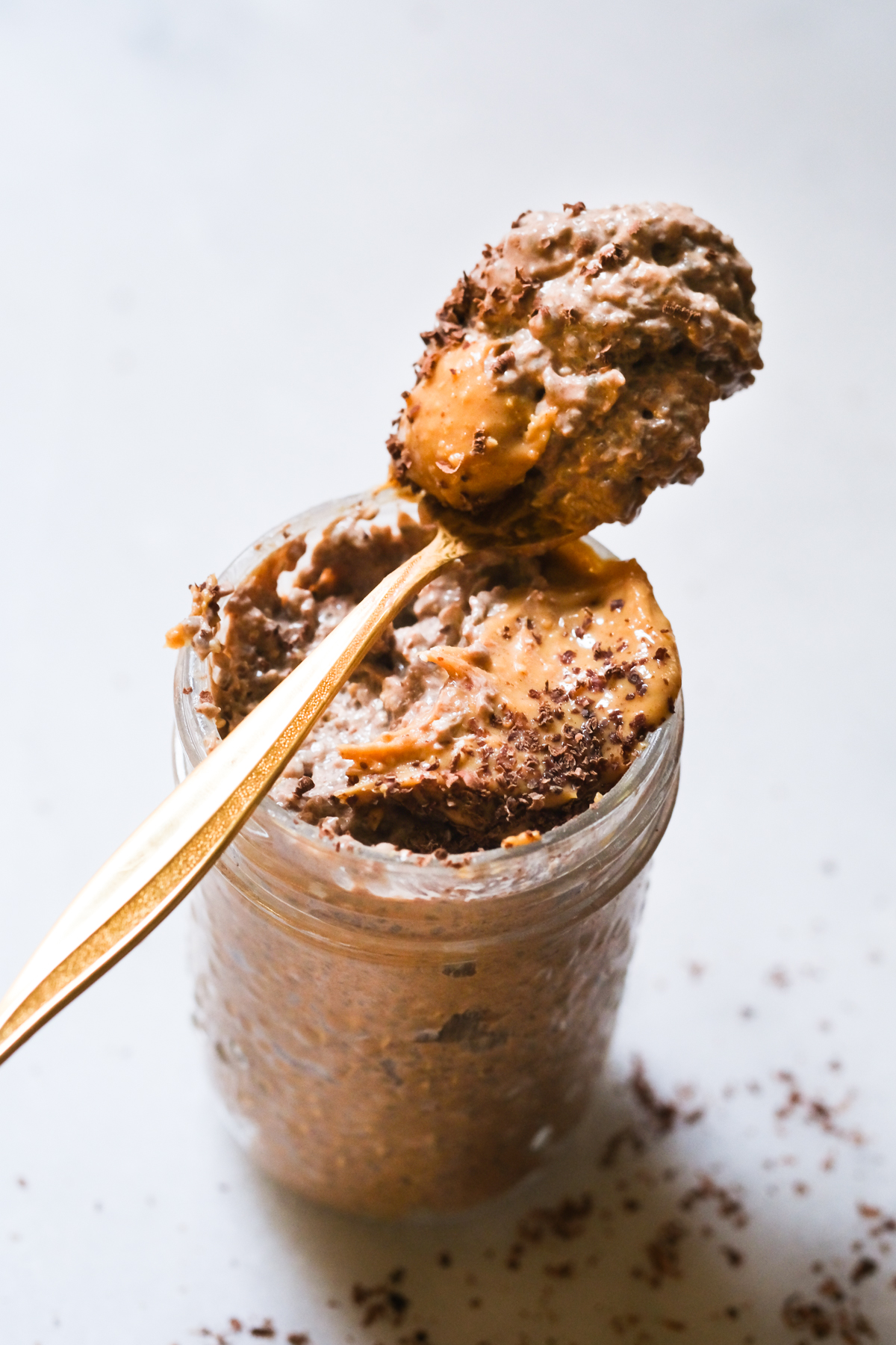 spoonful of chocolate peanut butter chia pudding