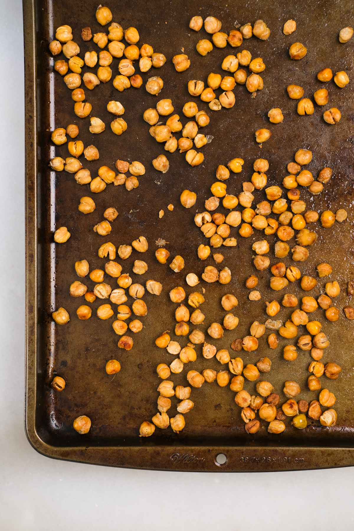 roasted chickpeas on a sheet pan