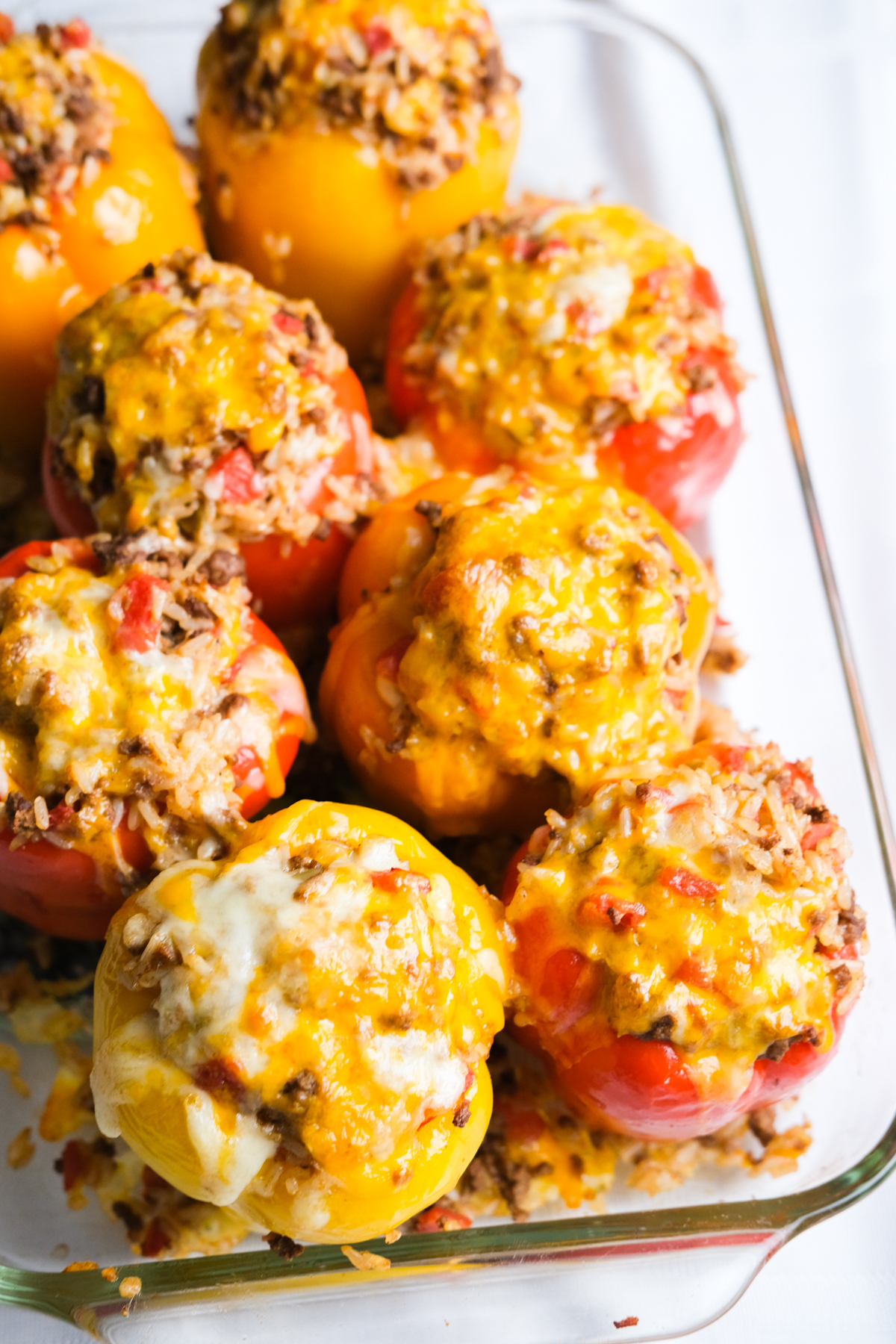 baked stuffed peppers with melty cheese