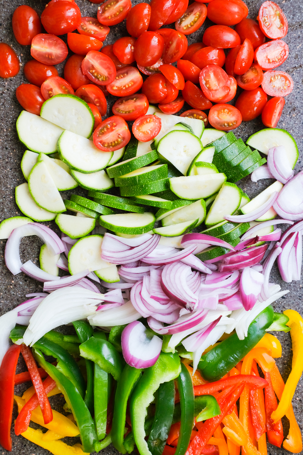 fresh cut vegetables on a cutting board