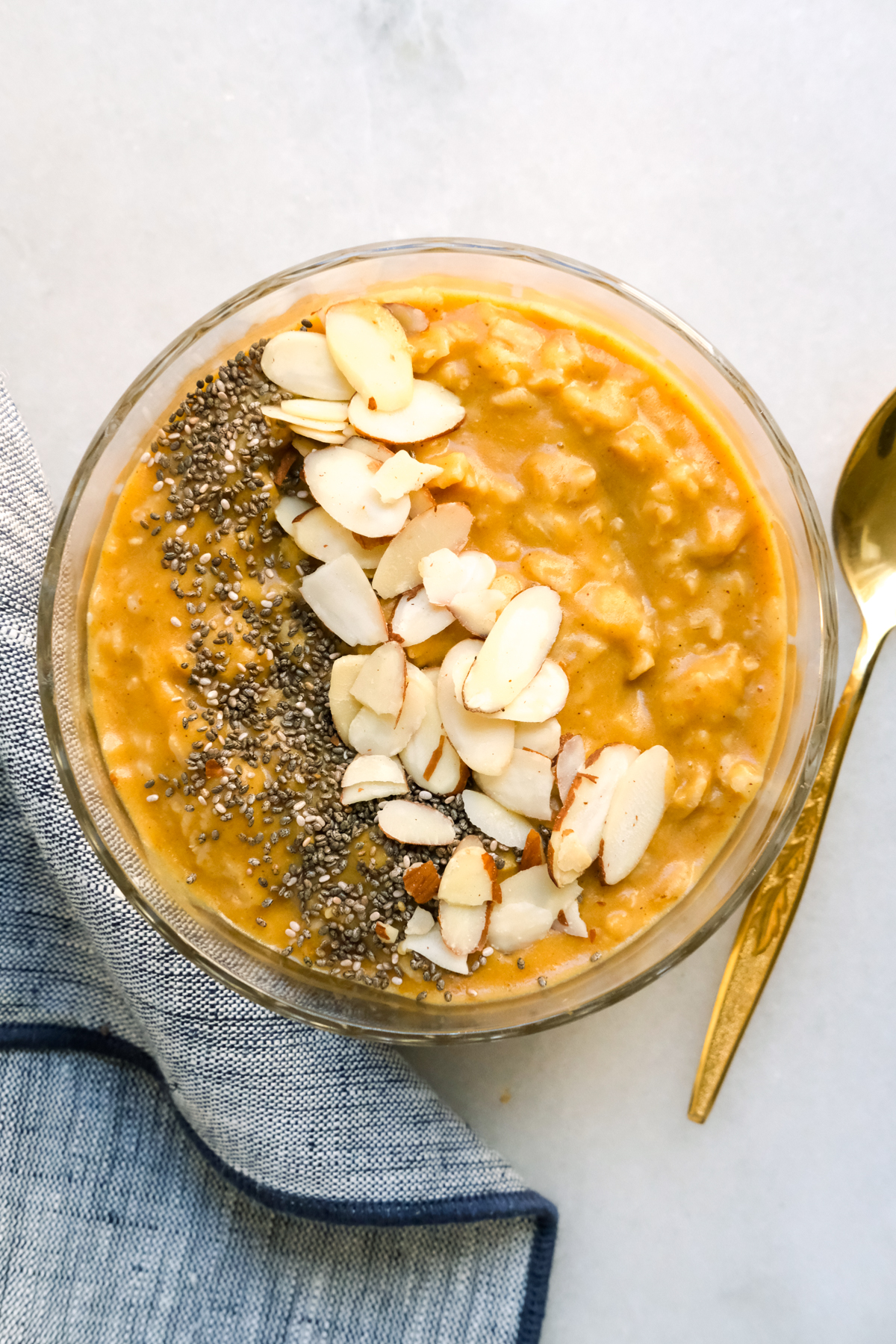 pumpkin oatmeal with nuts and chia seeds