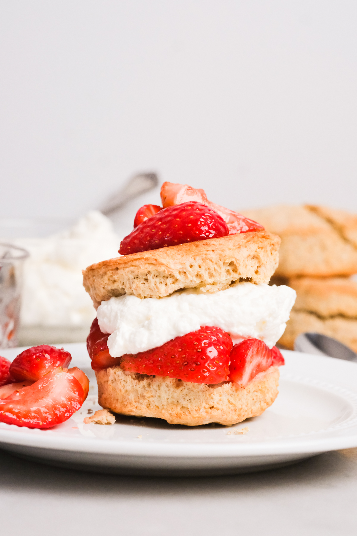 strawberry sourdough shortcake with whipped cream