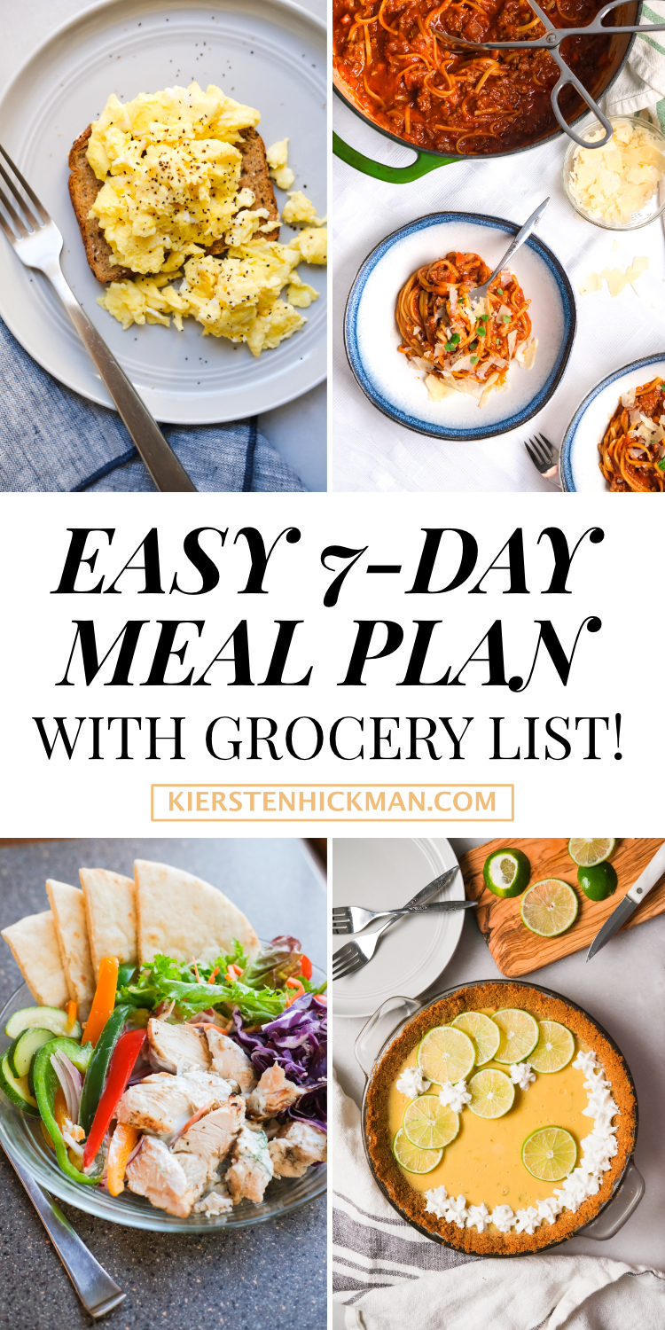 easy seven day meal plan with grocery list