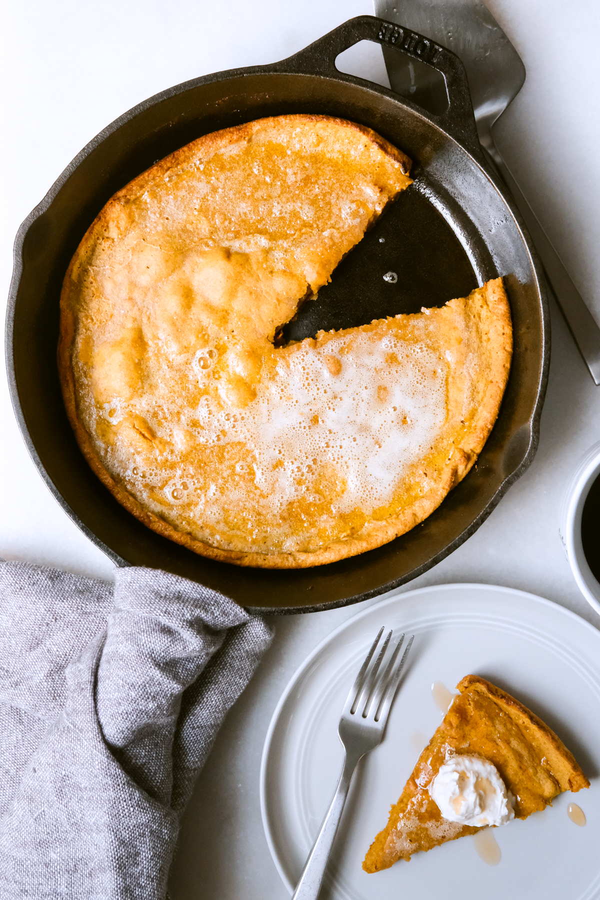 pumpkin dutch baby with cream cheese frosting