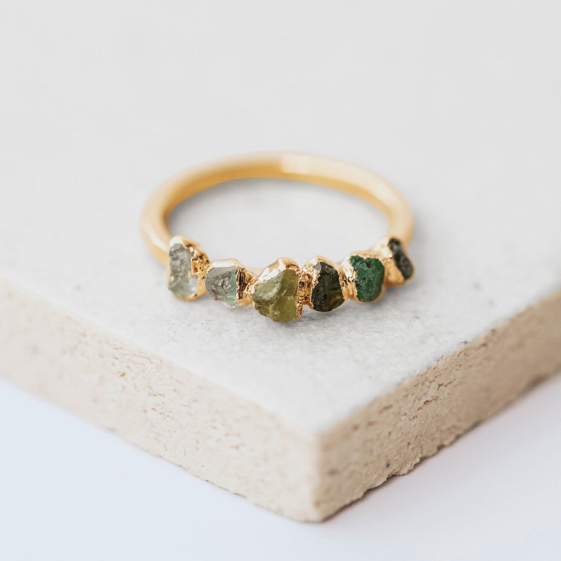 ombre emerald stacking ring