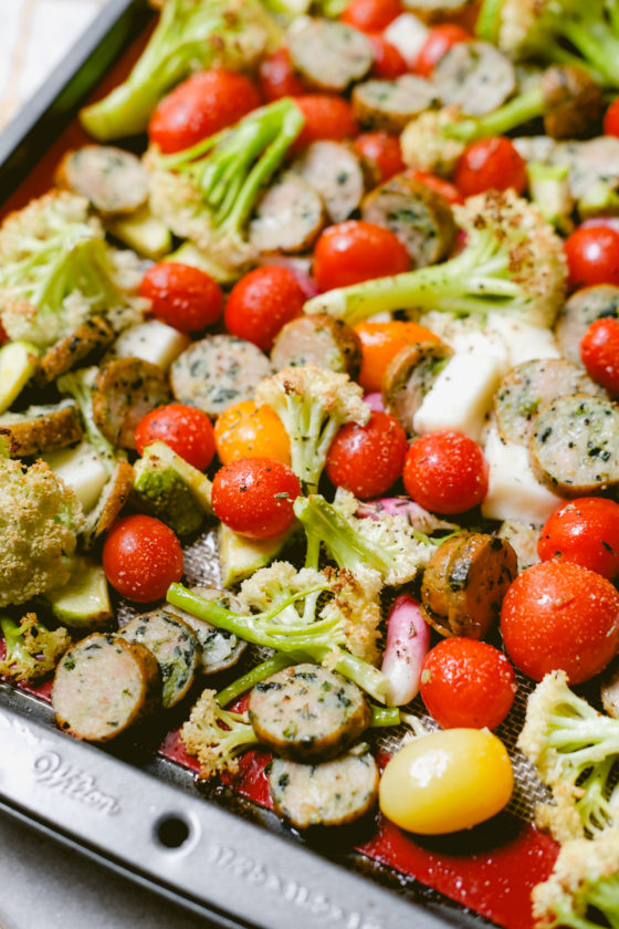 Veggie & Sausage Sheet Pan Recipe | Kiersten Hickman