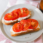 tomato ricotta toast with salt and pepper