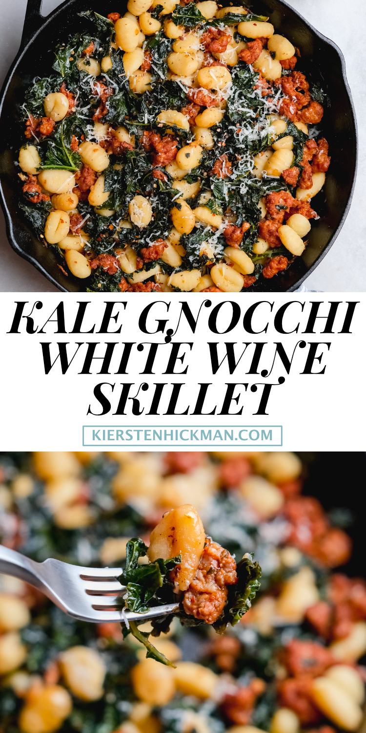 kale gnocchi white wine skillet